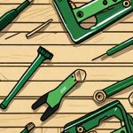 A provo simpson fastener and deck framing tools neatly arranged on a wooden surface