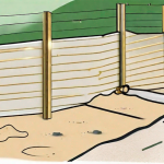 A sandy beach scene with durable bufftech fencing materials being installed