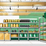 A well-organized store interior filled with various types of fasteners and deck framing supplies