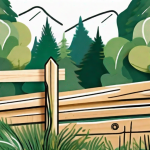 A picturesque cedar fence with a variety of tools and materials scattered around