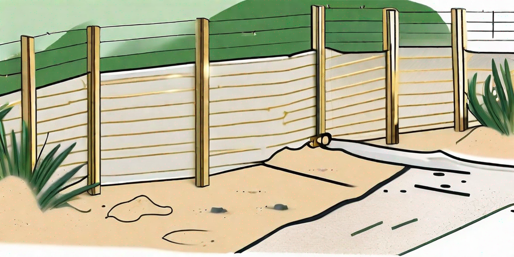 A sandy beach scene with durable bufftech fencing materials being installed