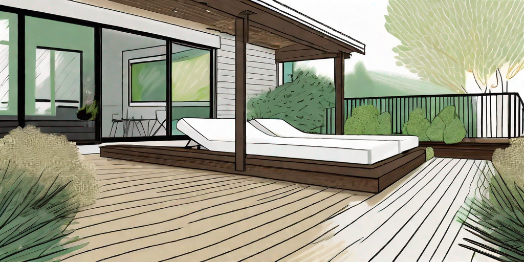 A serene cottonwood heights landscape featuring a beautifully installed trex deck made from composite materials